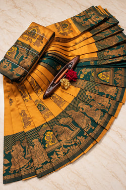 Appealing Yellow Pure Banarasi Silk Saree With Felicitous Blouse Piece