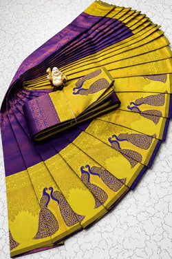 Magnetic Purple Pure Banarasi Silk Saree With Unequalled Blouse Piece