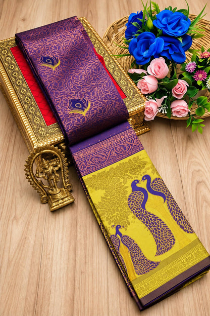 Magnetic Purple Pure Banarasi Silk Saree With Unequalled Blouse Piece