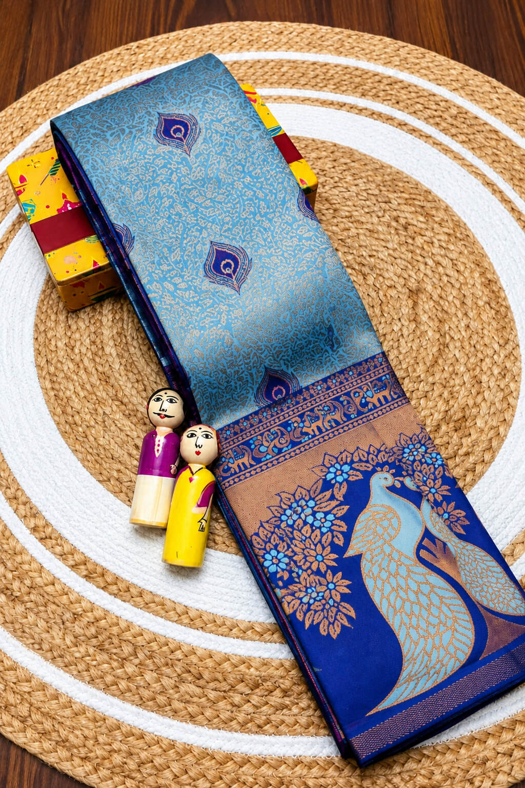 Amiable Sky Pure Banarasi Silk Saree With Effulgent Blouse Piece