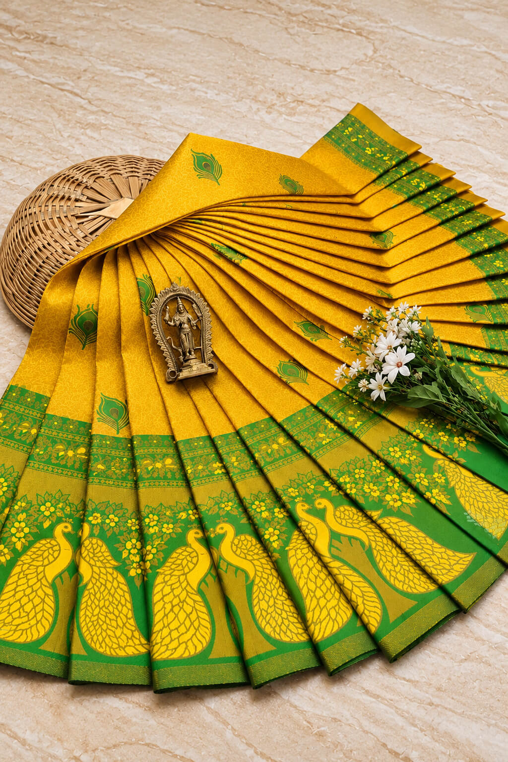 Exquisite Yellow Pure Banarasi Silk Saree With Conflate Blouse Piece