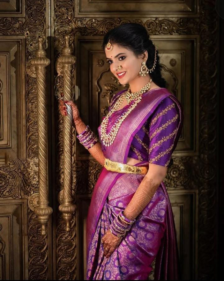 Lagniappe Purple Soft Silk Saree With Serendipity Blouse Piece