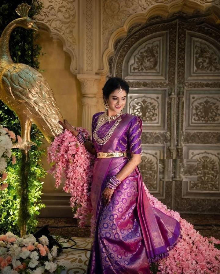 Lagniappe Purple Soft Silk Saree With Serendipity Blouse Piece