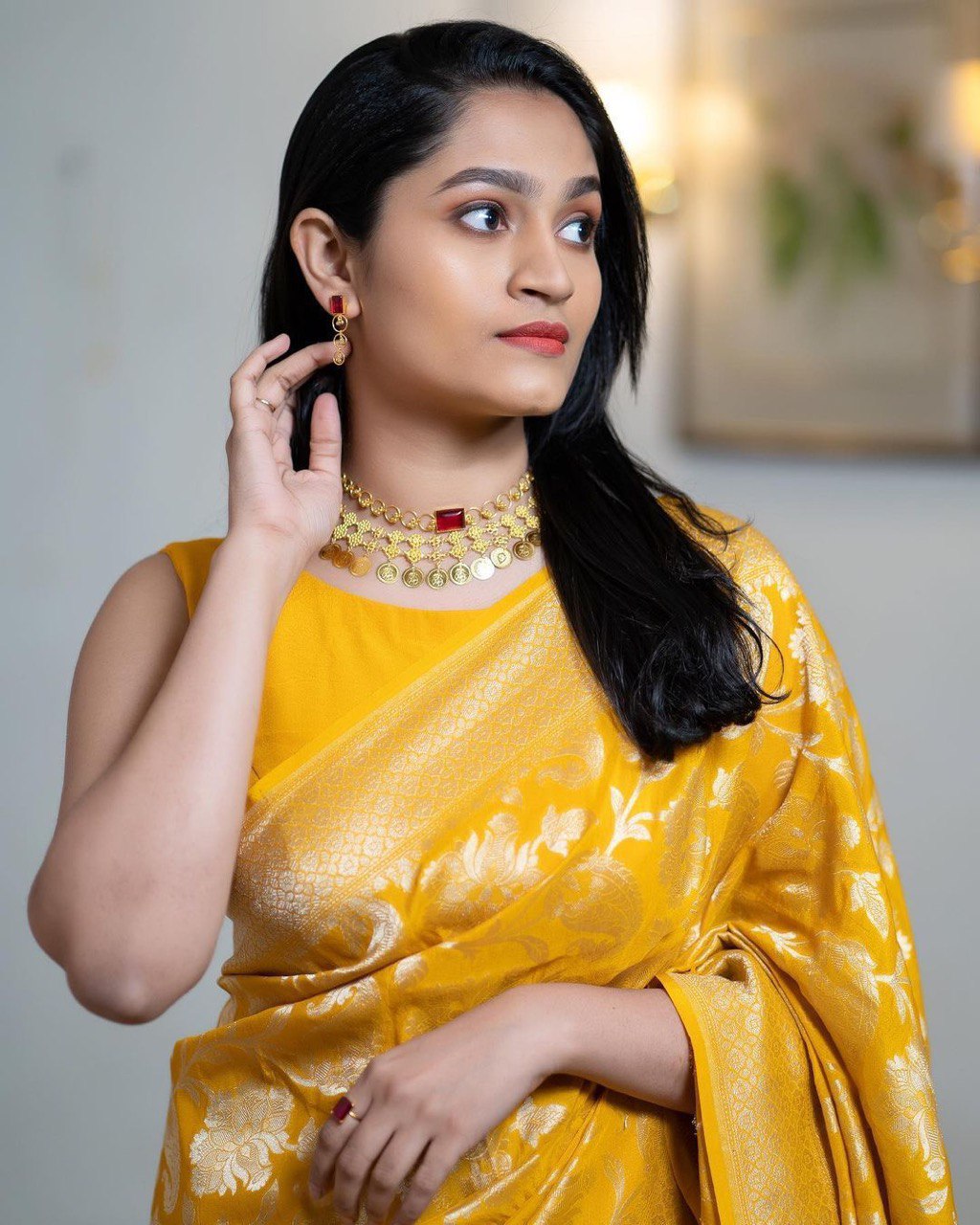 Palimpsest Yellow Soft Silk Saree With Epiphany Blouse Piece