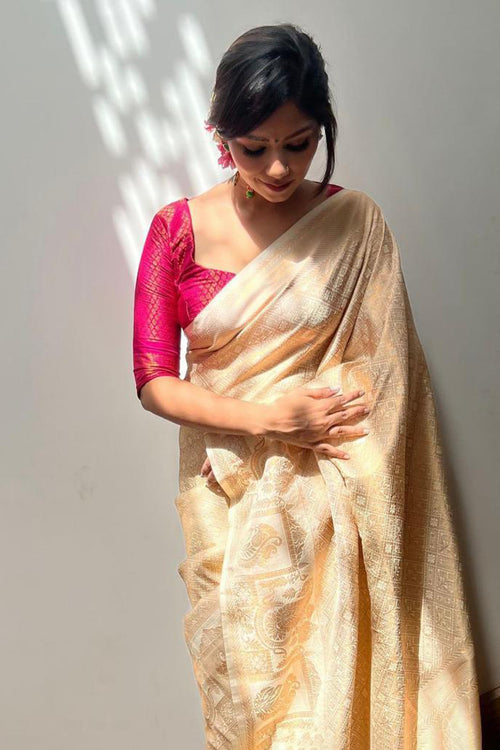 Load image into Gallery viewer, Trendy Beige Soft Silk Saree With Pretty Blouse Piece
