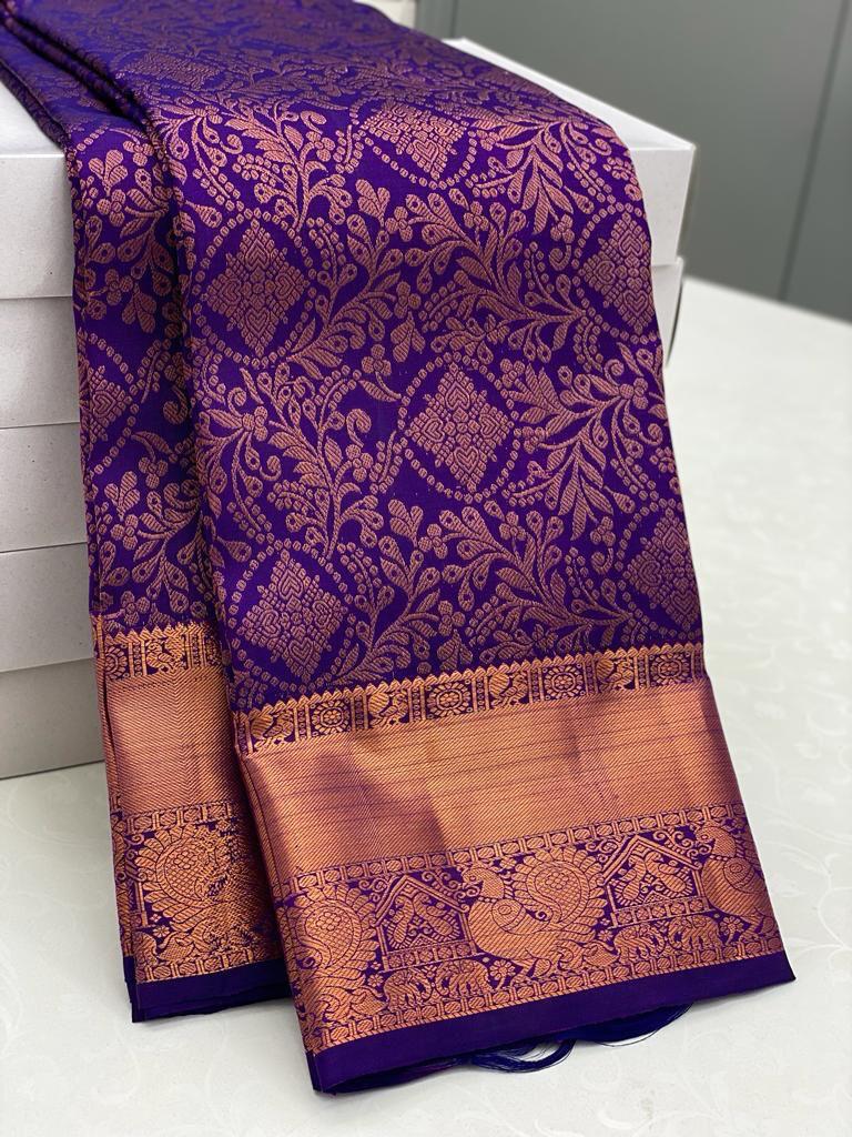 Enticing Royal Blue Soft Silk Saree With Ebullience Blouse Piece