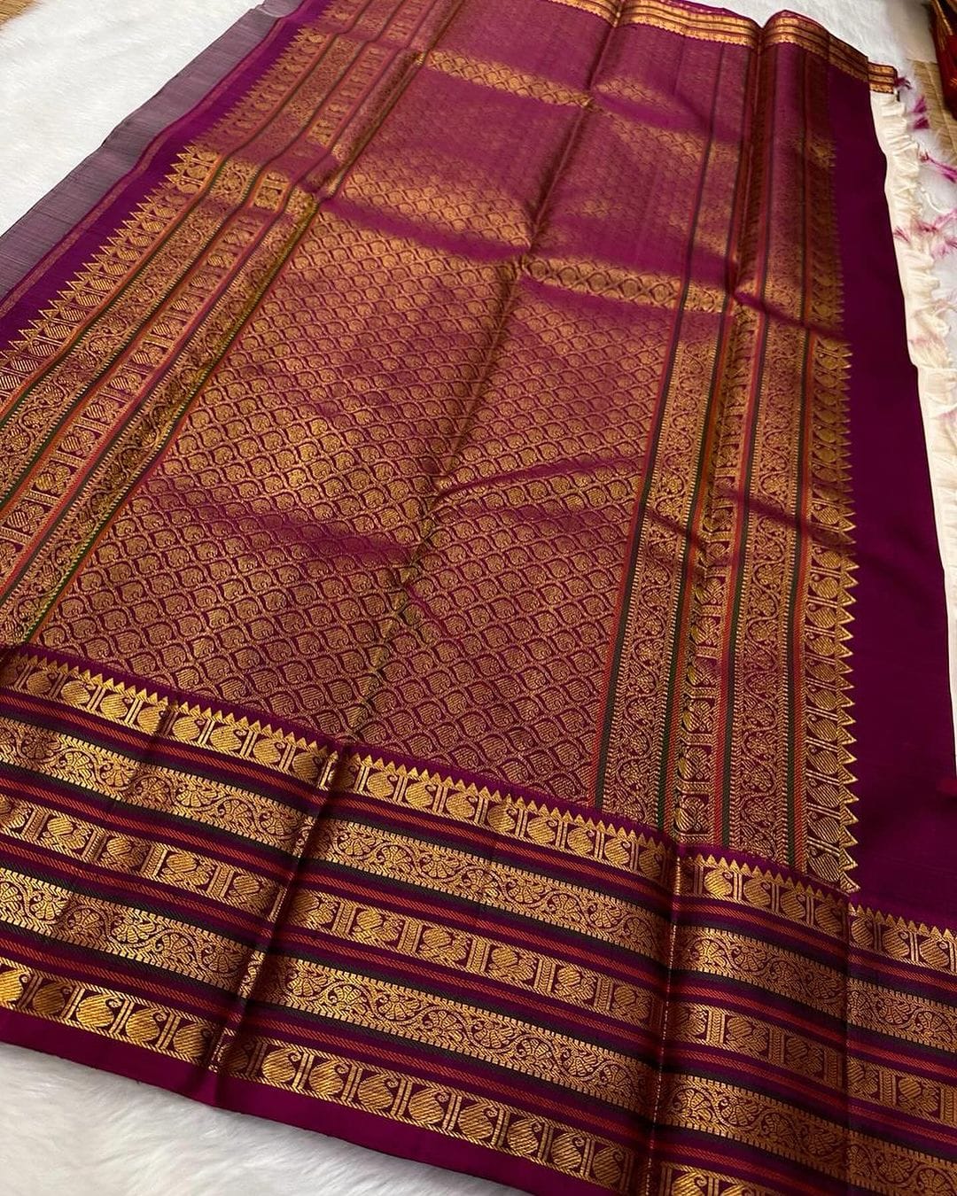 Lovely Wine Soft Banarasi Silk Saree With Precious Blouse Piece