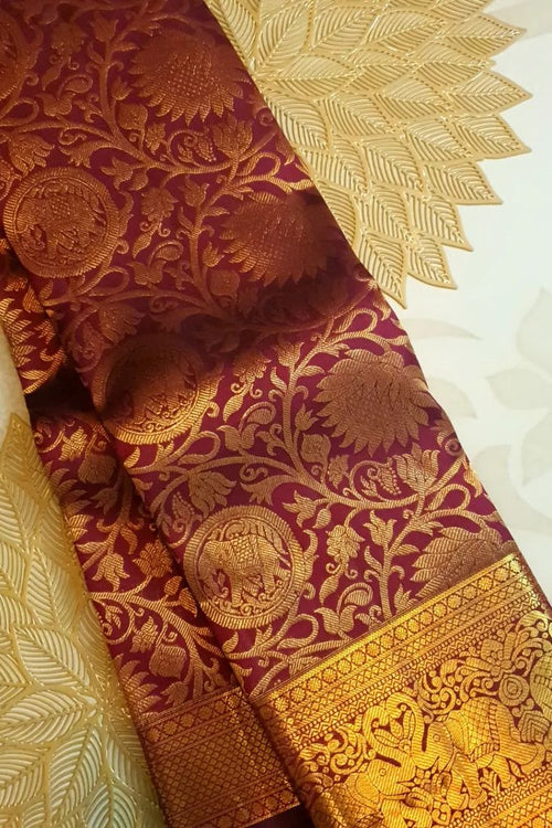 Load image into Gallery viewer, Lovely Wine Soft Banarasi Silk Saree With Precious Blouse Piece
