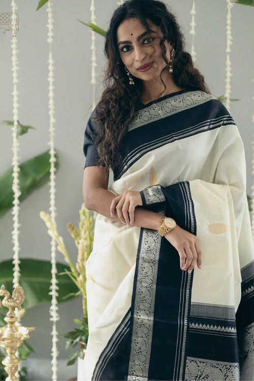 Load image into Gallery viewer, Adorable Off White Soft Silk Saree With Flameboyant Blouse Piece
