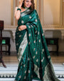 Dalliance Dark Green Soft Silk Saree With Engaging Blouse Piece