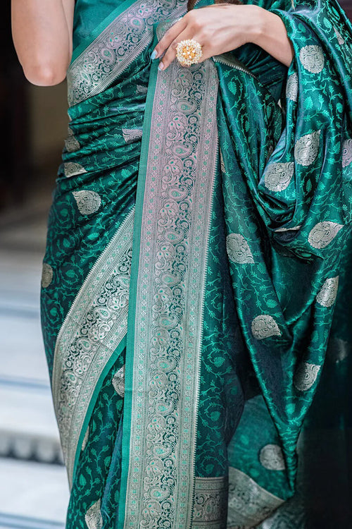 Load image into Gallery viewer, Dalliance Dark Green Soft Silk Saree With Engaging Blouse Piece
