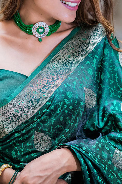 Load image into Gallery viewer, Dalliance Dark Green Soft Silk Saree With Engaging Blouse Piece
