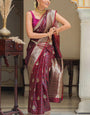 Sempiternal Maroon Soft Silk Saree With Evanescent Blouse Piece