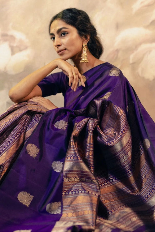 Load image into Gallery viewer, Phenomenal Purple Soft Silk Saree With Engrossing Blouse Piece
