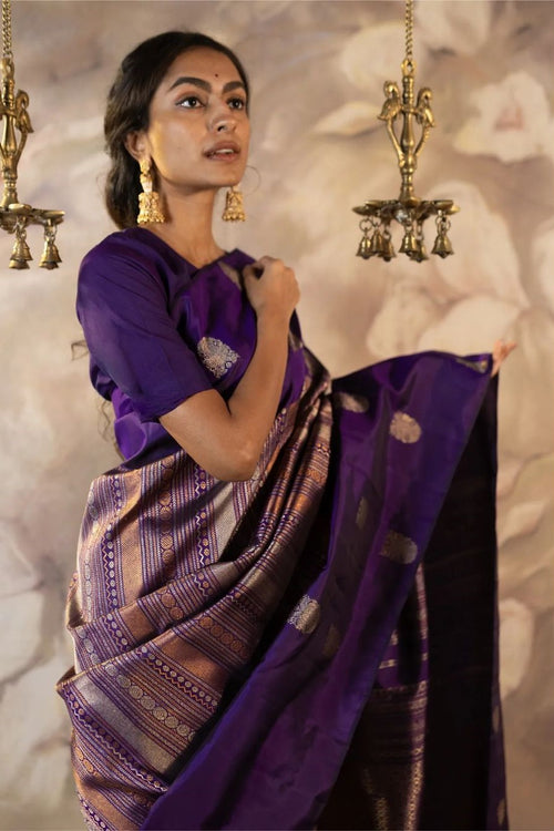 Load image into Gallery viewer, Phenomenal Purple Soft Silk Saree With Engrossing Blouse Piece
