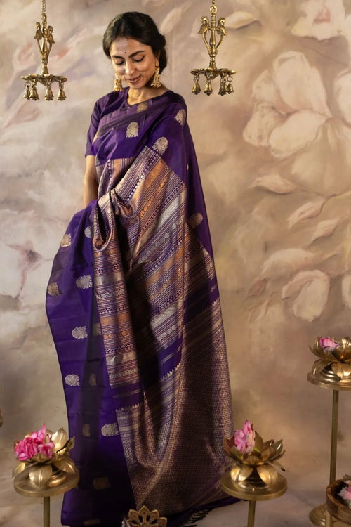 Load image into Gallery viewer, Phenomenal Purple Soft Silk Saree With Engrossing Blouse Piece
