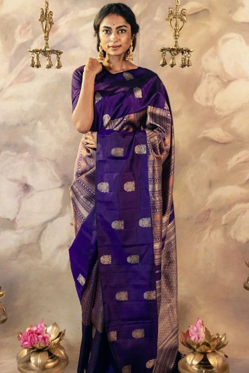 Load image into Gallery viewer, Phenomenal Purple Soft Silk Saree With Engrossing Blouse Piece
