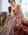 Evanescent Grey Soft Silk Saree With Murmurous Blouse Piece