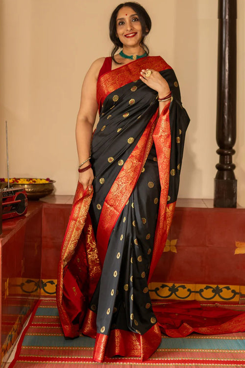 Load image into Gallery viewer, Trendy Black Soft Silk Saree With Classy Blouse Piece
