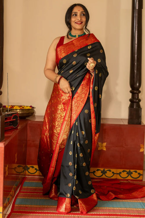 Load image into Gallery viewer, Trendy Black Soft Silk Saree With Classy Blouse Piece
