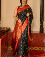 Trendy Black Soft Silk Saree With Classy Blouse Piece