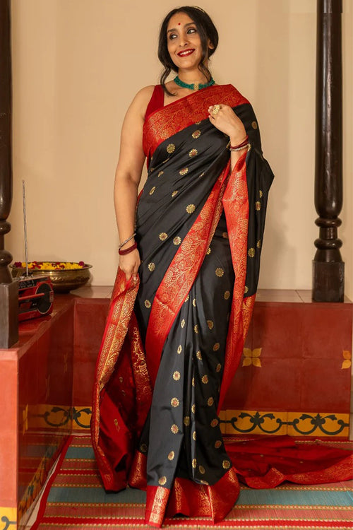 Load image into Gallery viewer, Trendy Black Soft Silk Saree With Classy Blouse Piece
