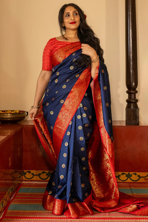 Load image into Gallery viewer, Phenomenal Navy Blue Soft Silk Saree With Deserving Blouse Piece
