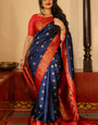 Phenomenal Navy Blue Soft Silk Saree With Deserving Blouse Piece