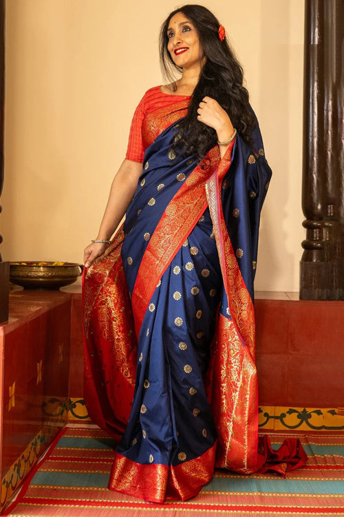 Load image into Gallery viewer, Phenomenal Navy Blue Soft Silk Saree With Deserving Blouse Piece
