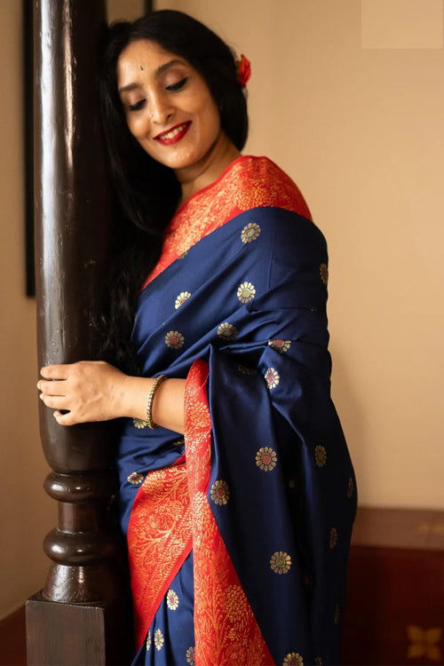 Load image into Gallery viewer, Phenomenal Navy Blue Soft Silk Saree With Deserving Blouse Piece
