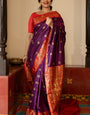 Ethnic Purple Soft Silk Saree With Delightful Blouse Piece