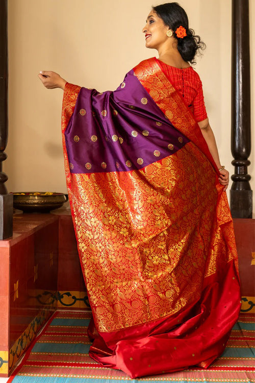 Load image into Gallery viewer, Ethnic Purple Soft Silk Saree With Delightful Blouse Piece
