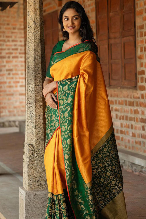 Load image into Gallery viewer, Outstanding Yellow Soft Silk Saree With Flattering Blouse Piece
