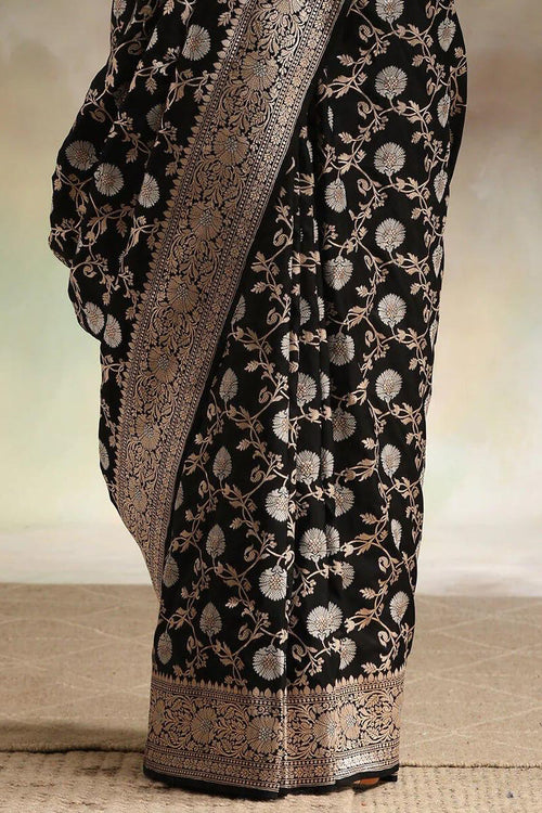 Load image into Gallery viewer, Flaunt Black Soft Silk Saree With Radiant Blouse Pieced
