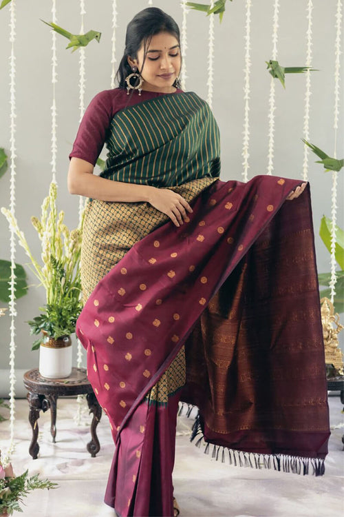 Load image into Gallery viewer, Flattering Wine Soft Silk Saree With Panoply Blouse Piece
