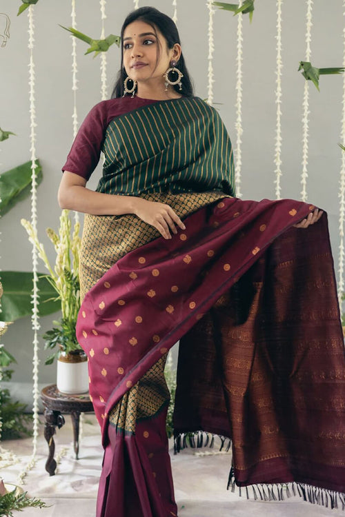 Load image into Gallery viewer, Flattering Wine Soft Silk Saree With Panoply Blouse Piece
