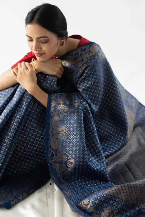 Load image into Gallery viewer, Fancifull Blue Soft Silk Saree With Gleaming Blouse Piece
