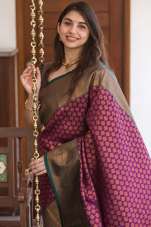 Load image into Gallery viewer, Adorning Purple Soft Silk Saree With Flattering Blouse Piece
