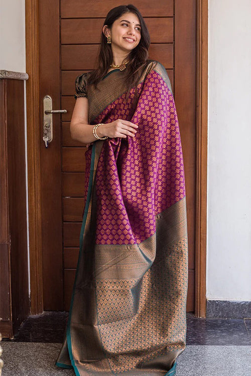 Load image into Gallery viewer, Adorning Purple Soft Silk Saree With Flattering Blouse Pieced
