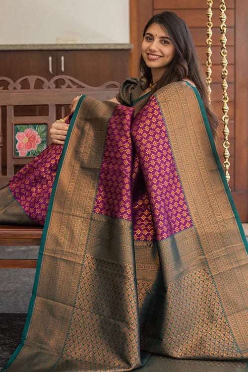 Load image into Gallery viewer, Adorning Purple Soft Silk Saree With Flattering Blouse Piece
