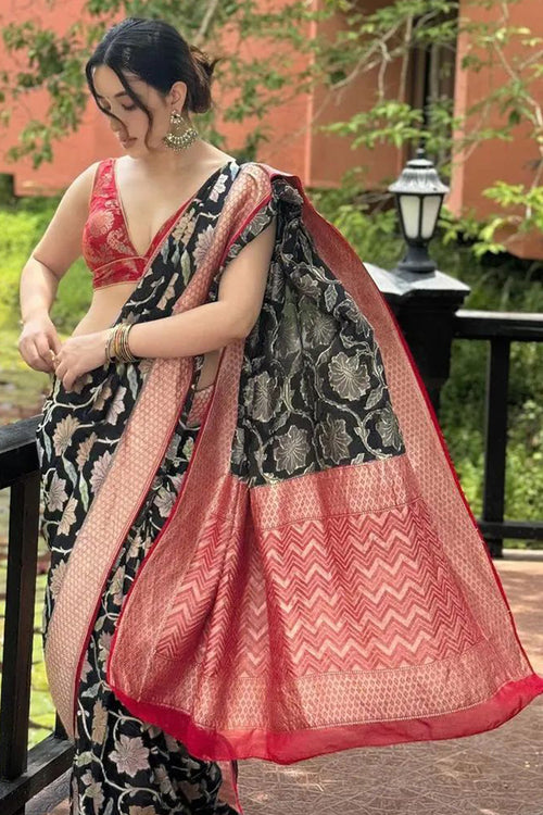 Load image into Gallery viewer, Amazing Black Soft Silk Saree With Staring Blouse Piece
