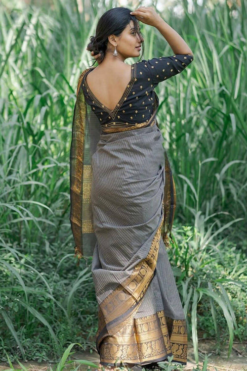 Load image into Gallery viewer, Exceptional Grey Soft Silk Saree With Adoring Blouse Piece
