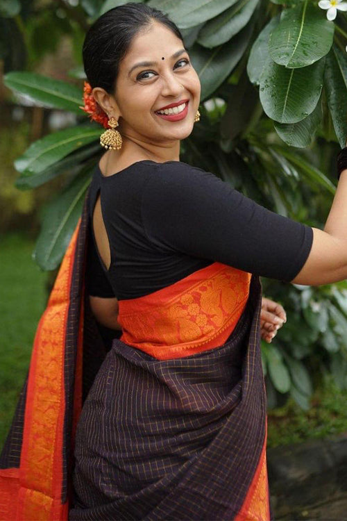 Load image into Gallery viewer, Demanding Black Soft Silk Saree With Classic Blouse Pieced
