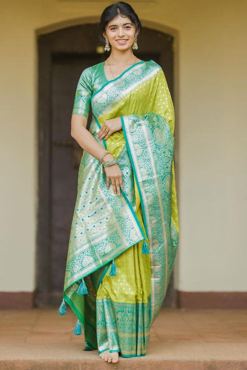 Load image into Gallery viewer, Gratifying Parrot Soft Silk Saree With Elegant Blouse Piece
