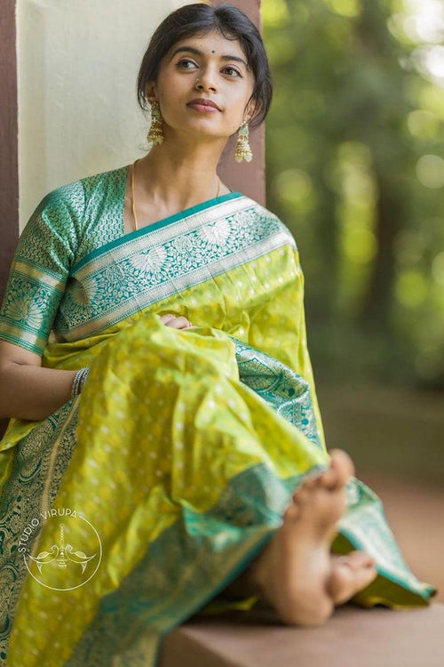 Load image into Gallery viewer, Gratifying Parrot Soft Silk Saree With Elegant Blouse Piece
