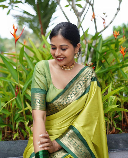 Evanescent Perrot Soft Silk Saree With Chatoyant Blouse Piece