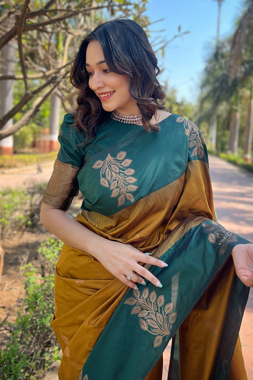 Load image into Gallery viewer, Exemplary Mustard Soft Silk Saree With Gratifying Blouse Piece
