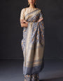 Admirable Grey Soft Silk Saree With Denouement Blouse Piece