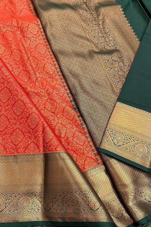 Load image into Gallery viewer, Snazzy Orange Soft Silk Saree With Imbrication Blouse Piece
