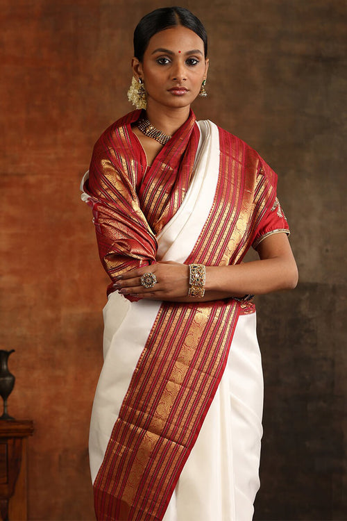 Load image into Gallery viewer, Magnetic Off White Soft Silk Saree With Luxuriant Blouse Piece
